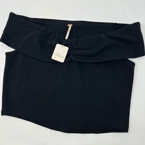 Free People x Free-est Cooler In Off‎ The Shoulder Crop Top Black Size Large NWT